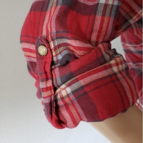 JACHS girlfriend bea lightweight plaid flannel top small - Picture 6 of 9